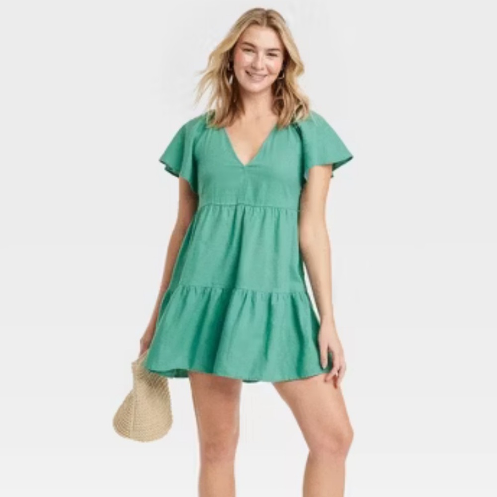 NWT Women's Flutter Short Sleeve Mini Skater Dress